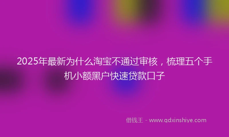2025年最新为什么淘宝不通过审核，梳理五个手机小额黑户快速贷款口子