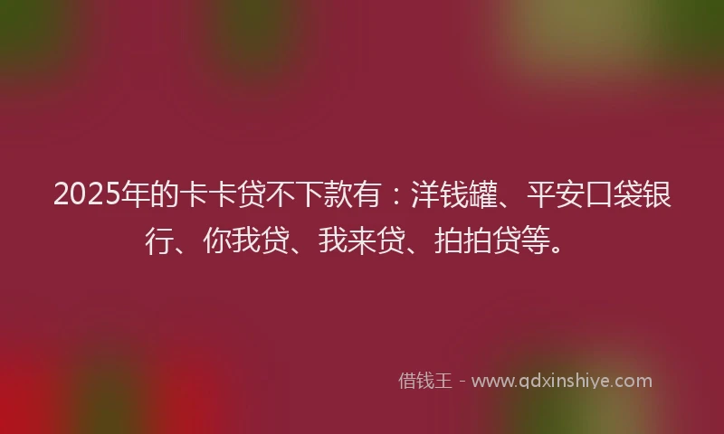 2025年的卡卡贷不下款有：洋钱罐、平安口袋银行、你我贷、我来贷、拍拍贷等。
