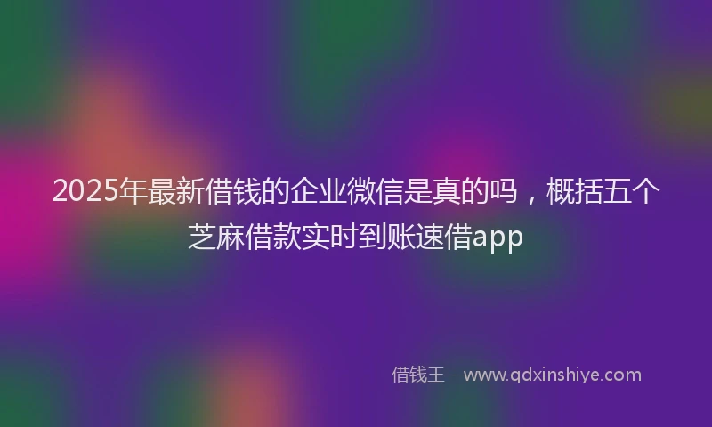 2025年最新借钱的企业微信是真的吗，概括五个芝麻借款实时到账速借app