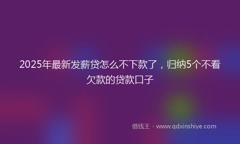 2025年最新发薪贷怎么不下款了，归纳5个不看欠款的贷款口子