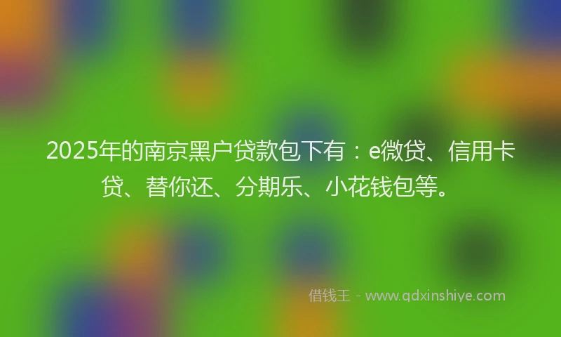 2025年的南京黑户贷款包下有：e微贷、信用卡贷、替你还、分期乐、小花钱包等。