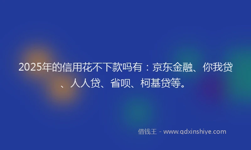 2025年的信用花不下款吗有：京东金融、你我贷、人人贷、省呗、柯基贷等。