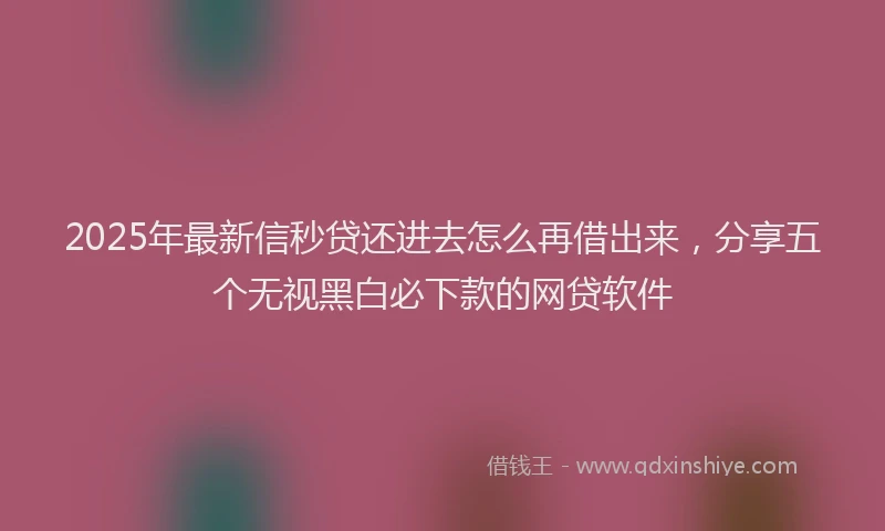2025年最新信秒贷还进去怎么再借出来，分享五个无视黑白必下款的网贷软件