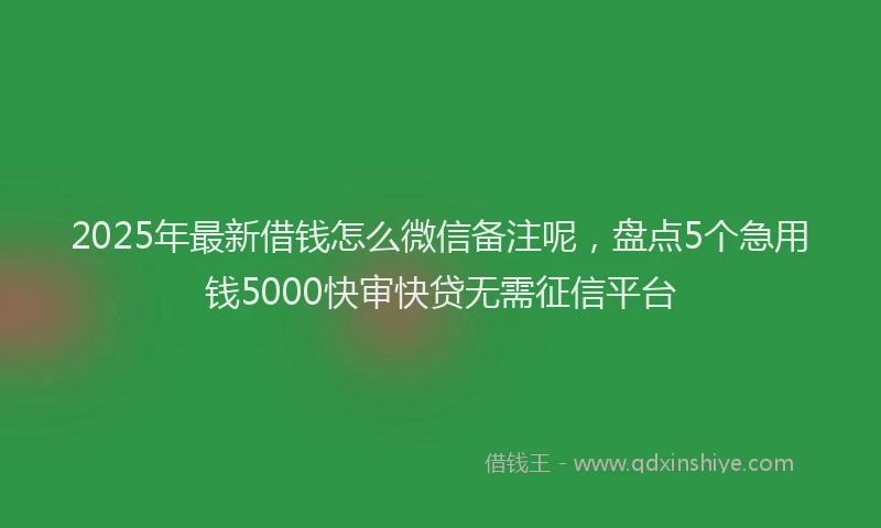 2025年最新借钱怎么微信备注呢，盘点5个急用钱5000快审快贷无需征信平台