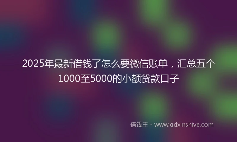 2025年最新借钱了怎么要微信账单，汇总五个1000至5000的小额贷款口子