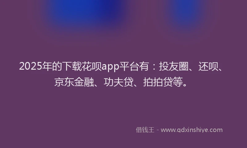 2025年的下载花呗app平台有：投友圈、还呗、京东金融、功夫贷、拍拍贷等。