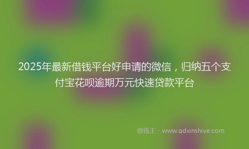 2025年最新借钱平台好申请的微信，归纳五个支付宝花呗逾期万元快速贷款平台