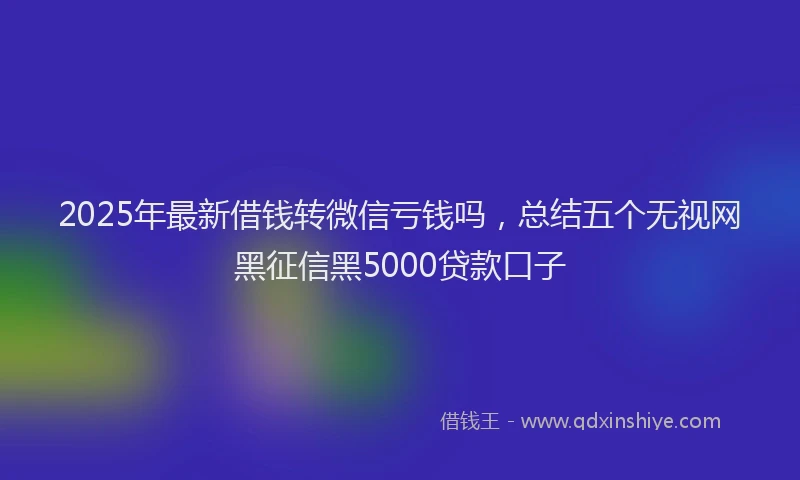 2025年最新借钱转微信亏钱吗，总结五个无视网黑征信黑5000贷款口子