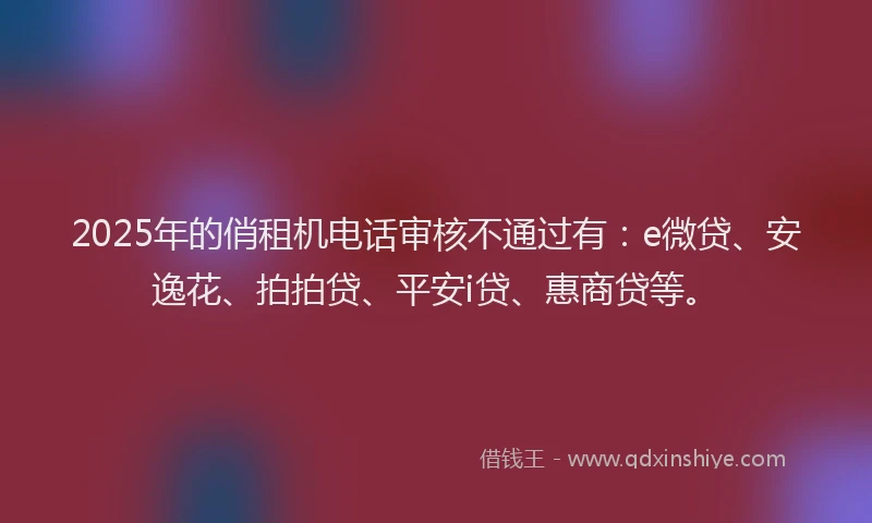2025年的俏租机电话审核不通过有：e微贷、安逸花、拍拍贷、平安i贷、惠商贷等。