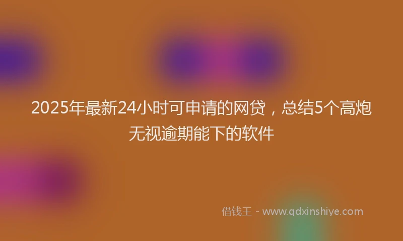 2025年最新24小时可申请的网贷，总结5个高炮无视逾期能下的软件