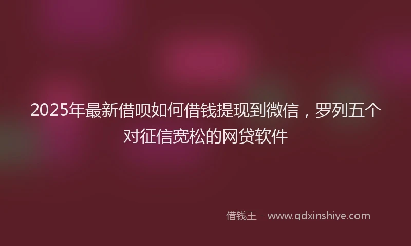2025年最新借呗如何借钱提现到微信，罗列五个对征信宽松的网贷软件