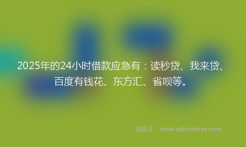 2025年的24小时借款应急有：读秒贷、我来贷、百度有钱花、东方汇、省呗等。