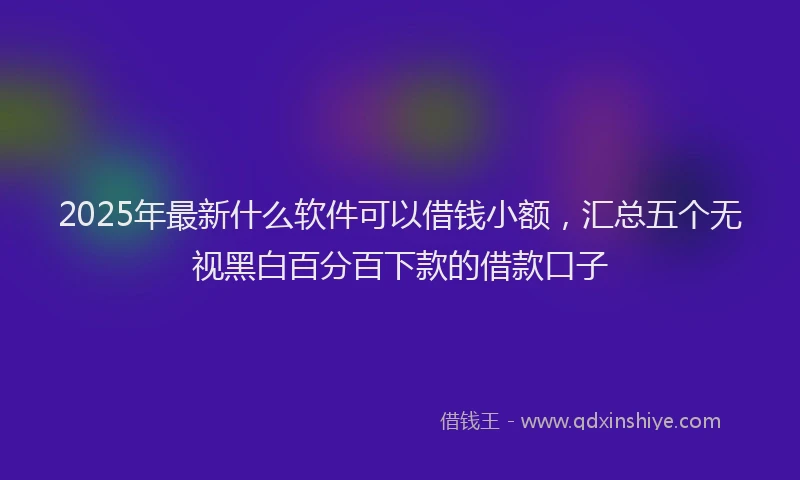 2025年最新什么软件可以借钱小额，汇总五个无视黑白百分百下款的借款口子