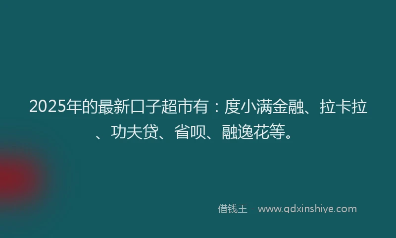 2025年的最新口子超市有：度小满金融、拉卡拉、功夫贷、省呗、融逸花等。