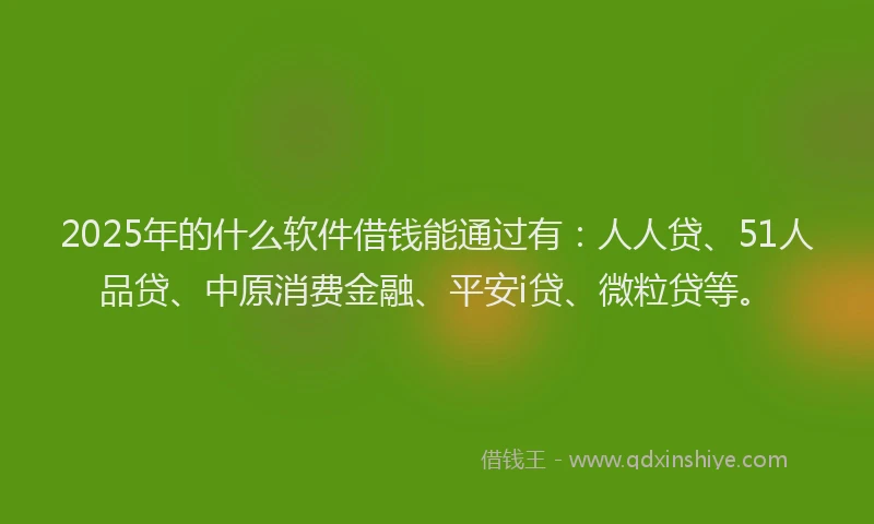 2025年的什么软件借钱能通过有：人人贷、51人品贷、中原消费金融、平安i贷、微粒贷等。