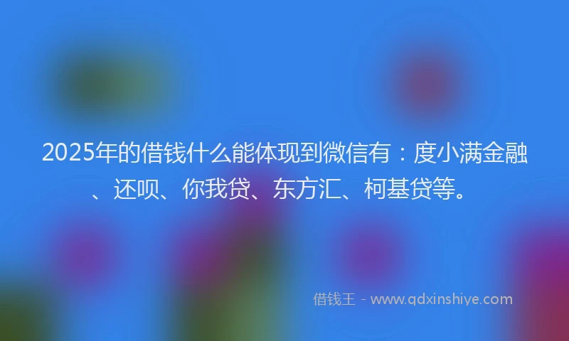 2025年的借钱什么能体现到微信有：度小满金融、还呗、你我贷、东方汇、柯基贷等。