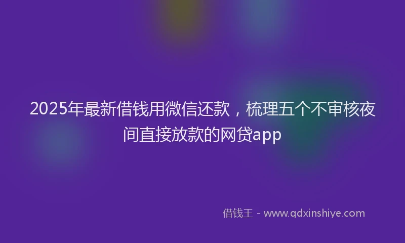 2025年最新借钱用微信还款，梳理五个不审核夜间直接放款的网贷app