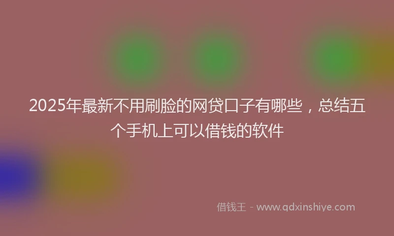 2025年最新不用刷脸的网贷口子有哪些，总结五个手机上可以借钱的软件
