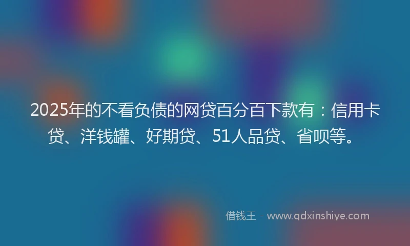 2025年的不看负债的网贷百分百下款有：信用卡贷、洋钱罐、好期贷、51人品贷、省呗等。