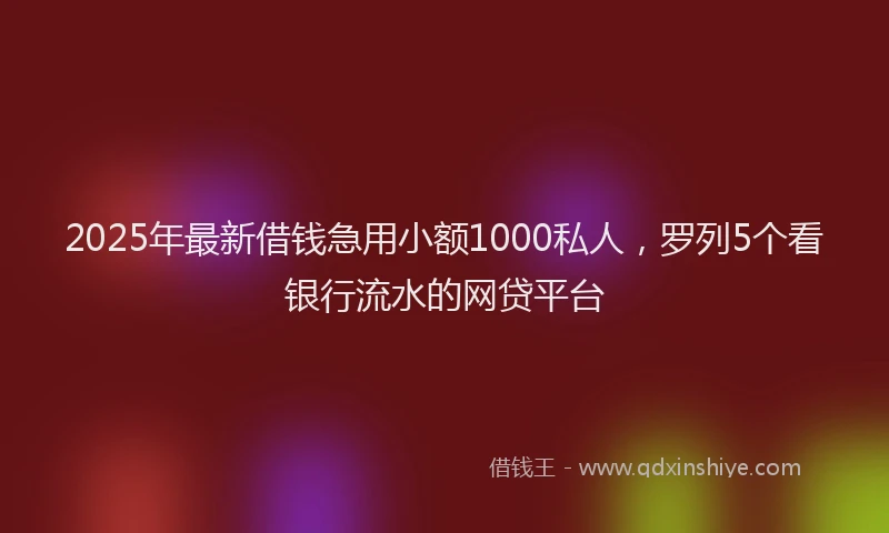 2025年最新借钱急用小额1000私人，罗列5个看银行流水的网贷平台