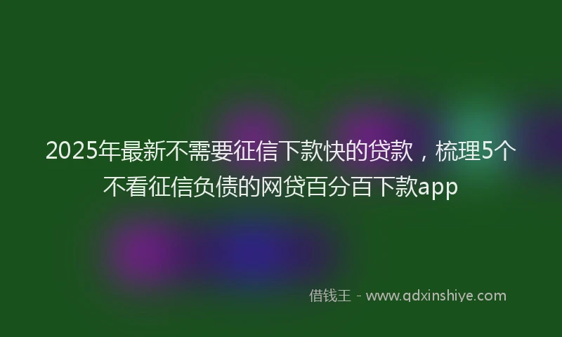 2025年最新不需要征信下款快的贷款，梳理5个不看征信负债的网贷百分百下款app