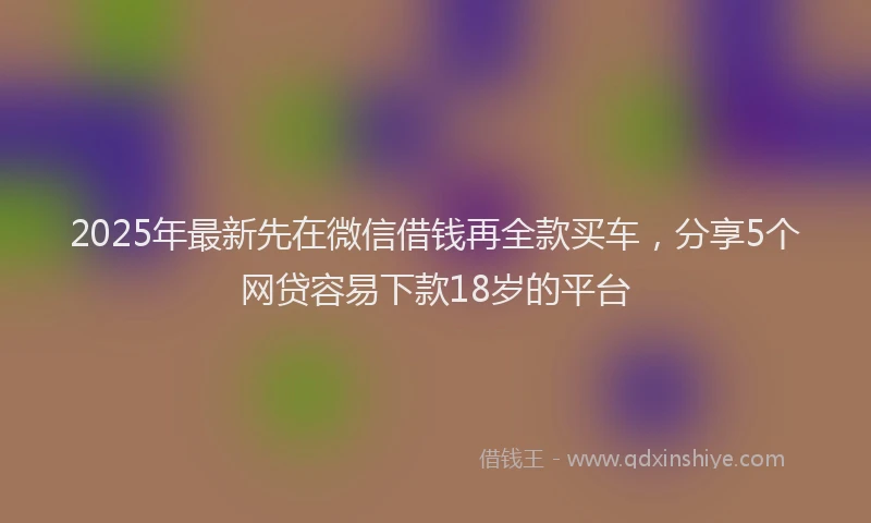 2025年最新先在微信借钱再全款买车，分享5个网贷容易下款18岁的平台