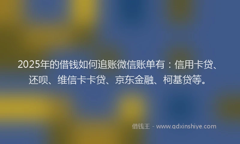 2025年的借钱如何追账微信账单有：信用卡贷、还呗、维信卡卡贷、京东金融、柯基贷等。