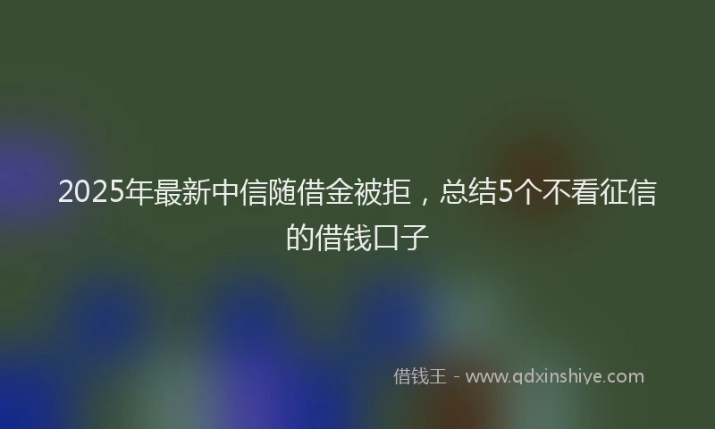 2025年最新中信随借金被拒，总结5个不看征信的借钱口子