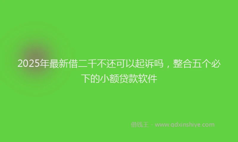 2025年最新借二千不还可以起诉吗，整合五个必下的小额贷款软件