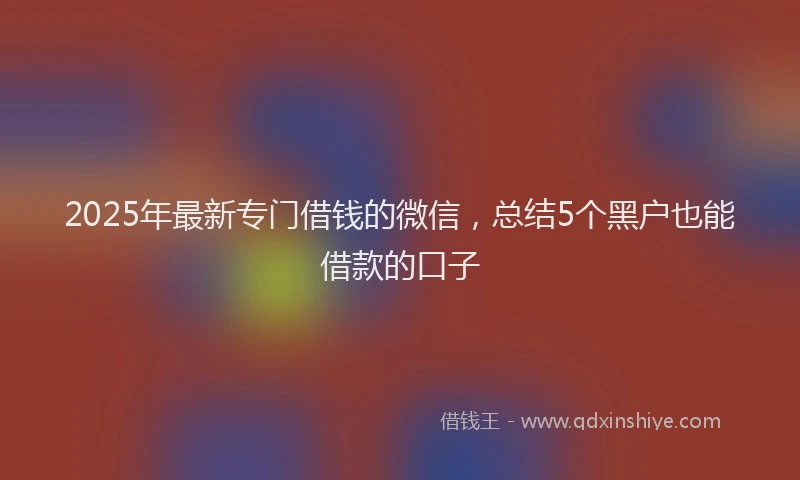 2025年最新专门借钱的微信，总结5个黑户也能借款的口子
