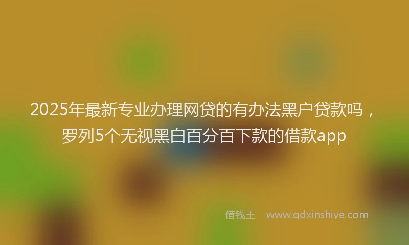 2025年最新专业办理网贷的有办法黑户贷款吗，罗列5个无视黑白百分百下款的借款app