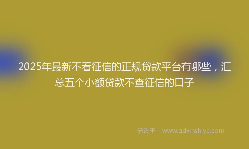 2025年最新不看征信的正规贷款平台有哪些，汇总五个小额贷款不查征信的口子