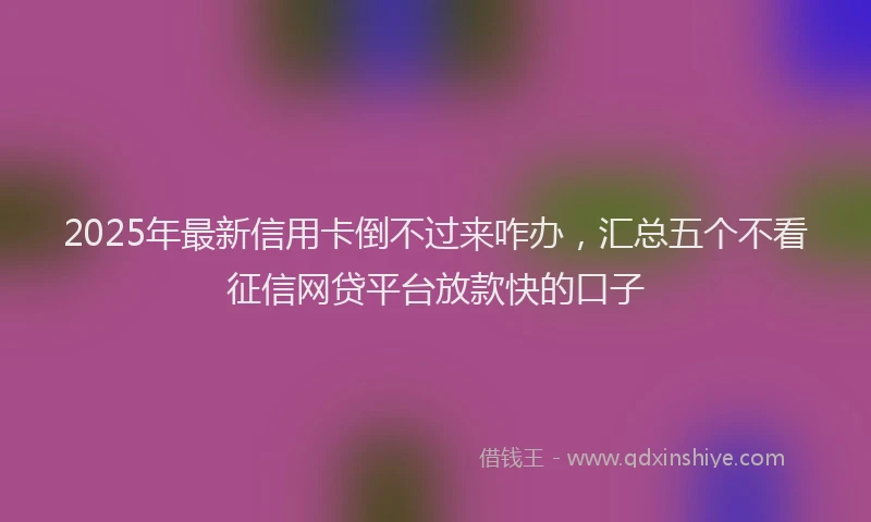2025年最新信用卡倒不过来咋办，汇总五个不看征信网贷平台放款快的口子