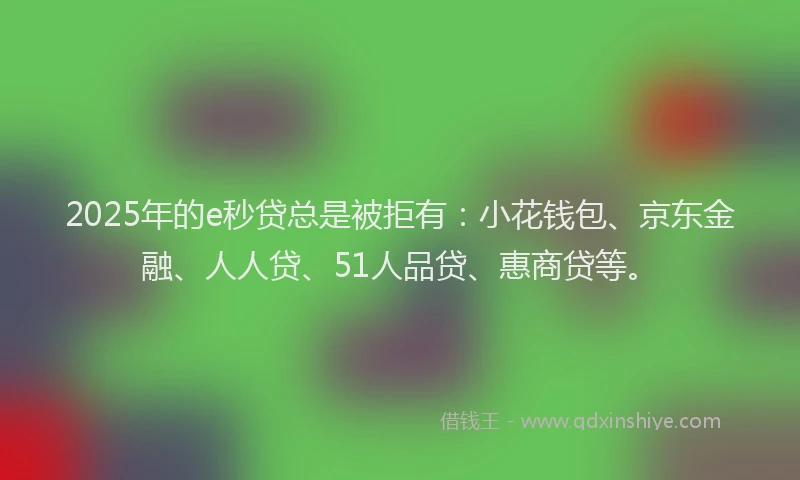 2025年的e秒贷总是被拒有：小花钱包、京东金融、人人贷、51人品贷、惠商贷等。