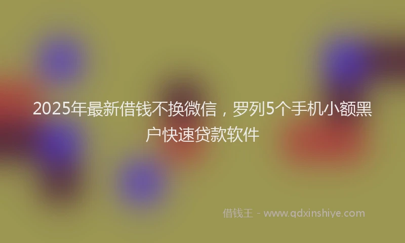 2025年最新借钱不换微信，罗列5个手机小额黑户快速贷款软件