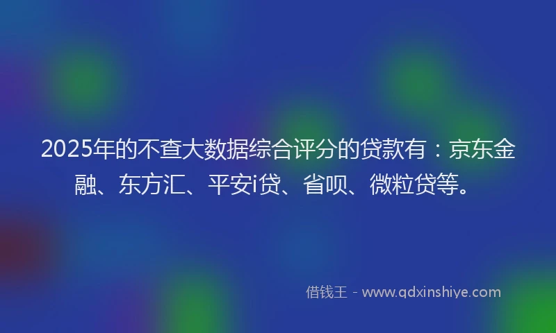 2025年的不查大数据综合评分的贷款有：京东金融、东方汇、平安i贷、省呗、微粒贷等。