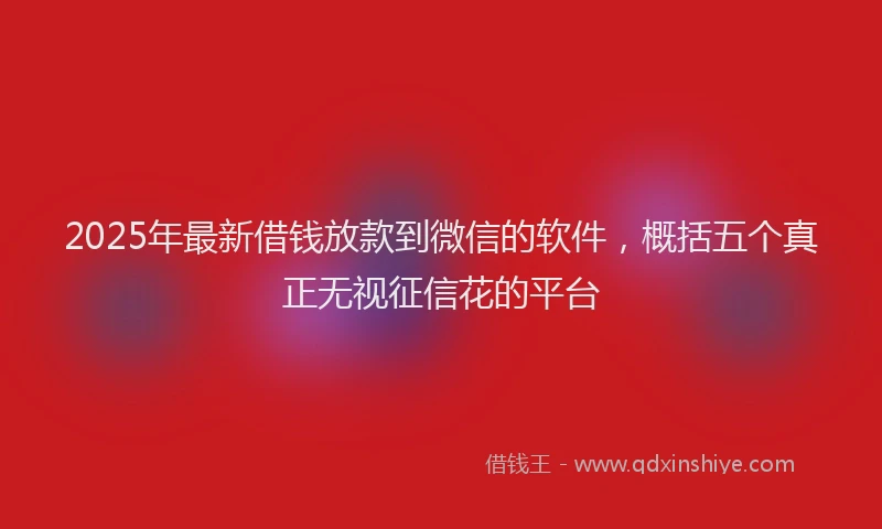 2025年最新借钱放款到微信的软件，概括五个真正无视征信花的平台