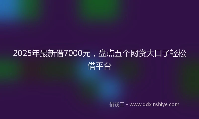 2025年最新借7000元，盘点五个网贷大口子轻松借平台