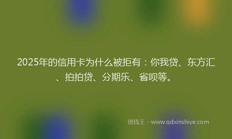 2025年的信用卡为什么被拒有：你我贷、东方汇、拍拍贷、分期乐、省呗等。