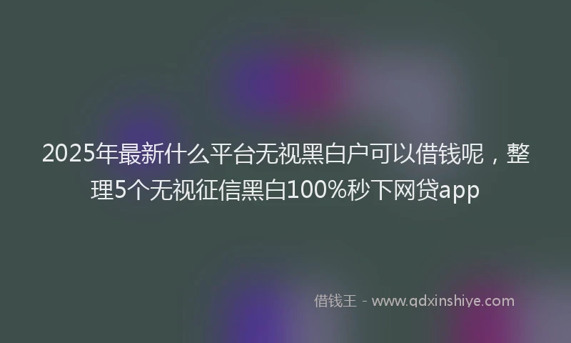 2025年最新什么平台无视黑白户可以借钱呢，整理5个无视征信黑白100%秒下网贷app