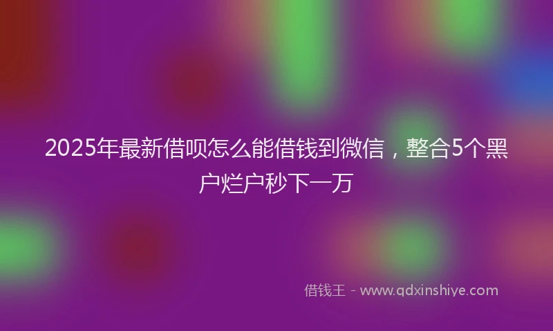 2025年最新借呗怎么能借钱到微信，整合5个黑户烂户秒下一万