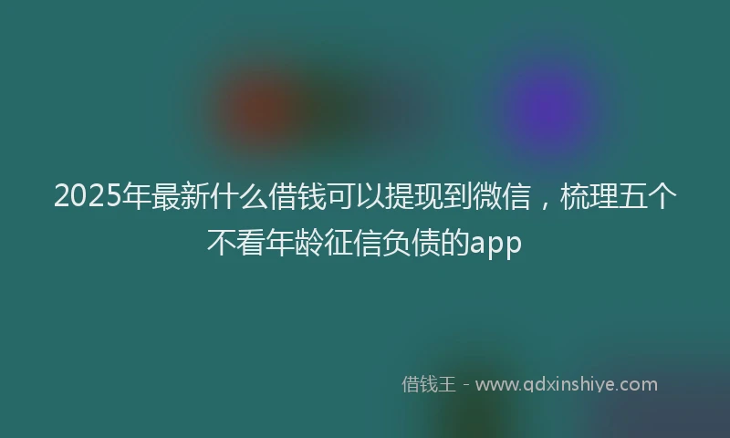 2025年最新什么借钱可以提现到微信，梳理五个不看年龄征信负债的app
