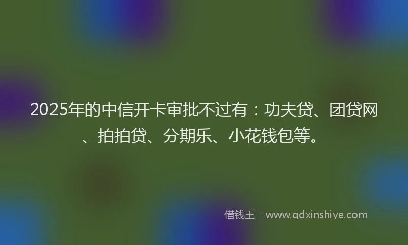 2025年的中信开卡审批不过有：功夫贷、团贷网、拍拍贷、分期乐、小花钱包等。