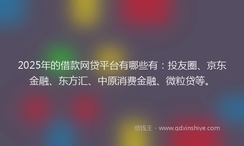 2025年的借款网贷平台有哪些有：投友圈、京东金融、东方汇、中原消费金融、微粒贷等。