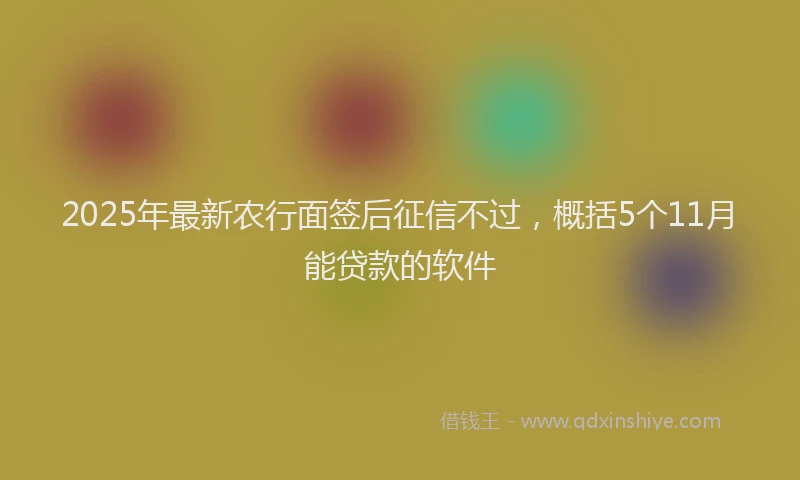 2025年最新农行面签后征信不过，概括5个11月能贷款的软件