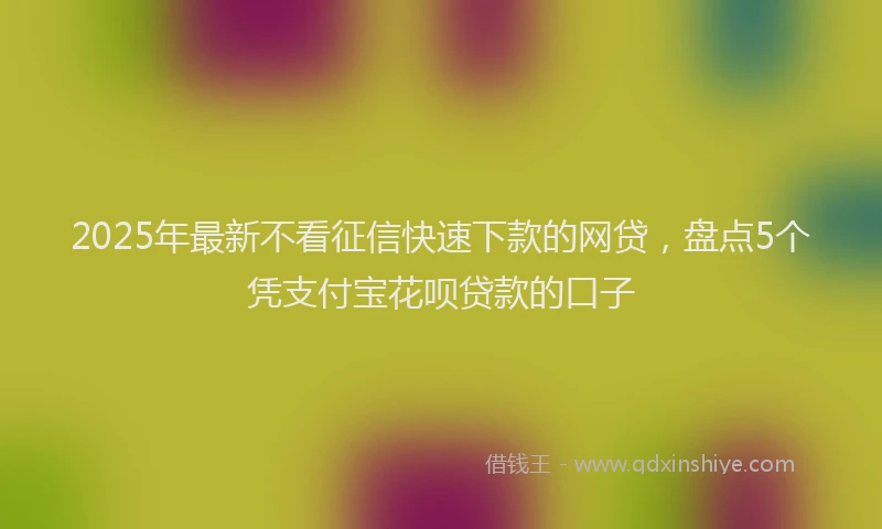 2025年最新不看征信快速下款的网贷，盘点5个凭支付宝花呗贷款的口子