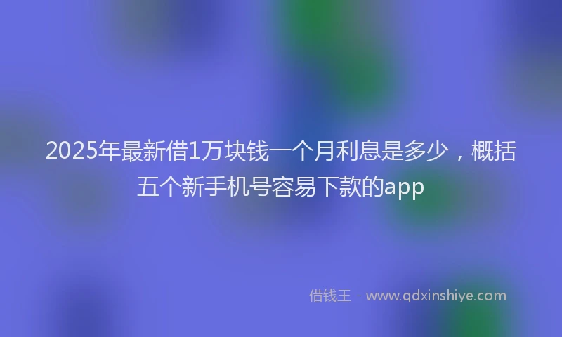 2025年最新借1万块钱一个月利息是多少，概括五个新手机号容易下款的app