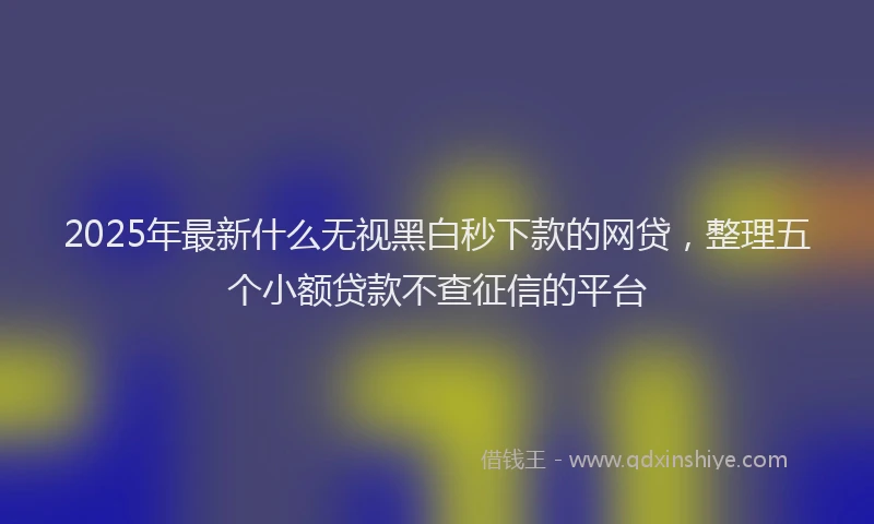 2025年最新什么无视黑白秒下款的网贷，整理五个小额贷款不查征信的平台