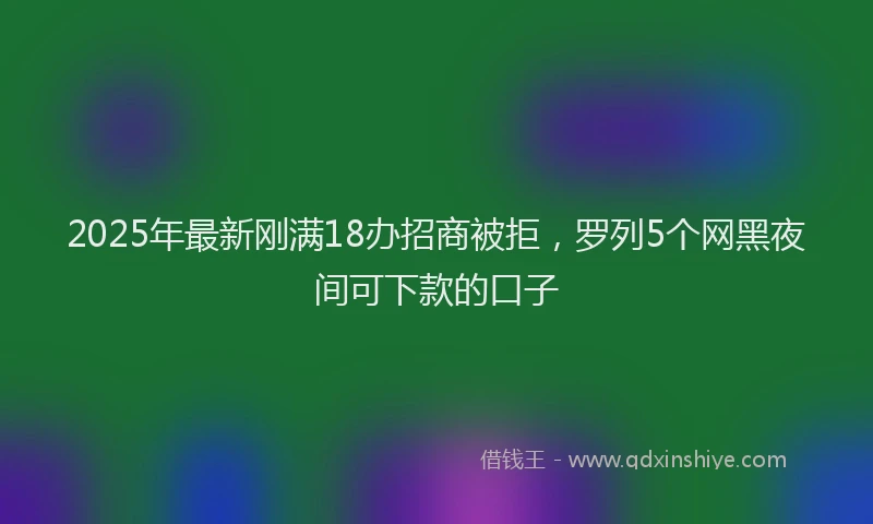 2025年最新刚满18办招商被拒，罗列5个网黑夜间可下款的口子