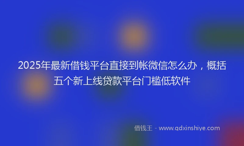 2025年最新借钱平台直接到帐微信怎么办，概括五个新上线贷款平台门槛低软件